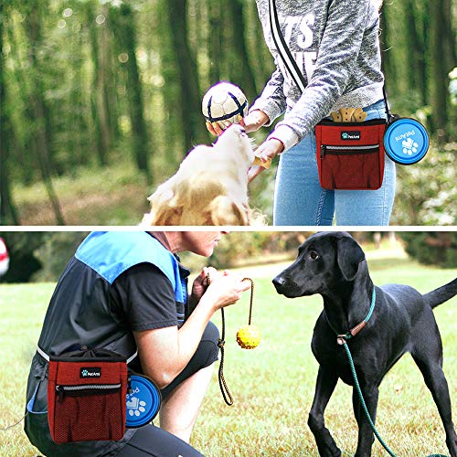 PetAmi Dog Treat Pouch, Pet Treat Pouch for Training, Dog Walking Bag Holder for Kibbles, Pet Food Toy, Dog Trainer Essentials Supplies, Poop Bag Dispenser, 3 Ways to Wear (Red) - color: Heather Red