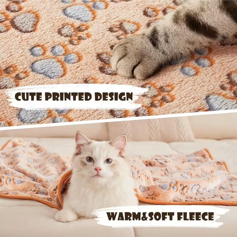 Soft Warm Fleece Pet Blanket, Cartoon Plush Blanket for Dogs and Cats, Cat and Dog Cover, Machine Washable, Brown, 20 * 30Inch - color: Brown, size: 20*30Inch