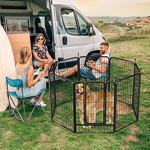 PawGiant Dog Fence Playpen 24”/32”/40” Indoor Outdoor for Small/Medium/Large Dogs, Metal Pet Puppy Cat Exercise Fencing Gate Crate Cage Outside RV, Camping, Yard, Garden - style: 8 Panel