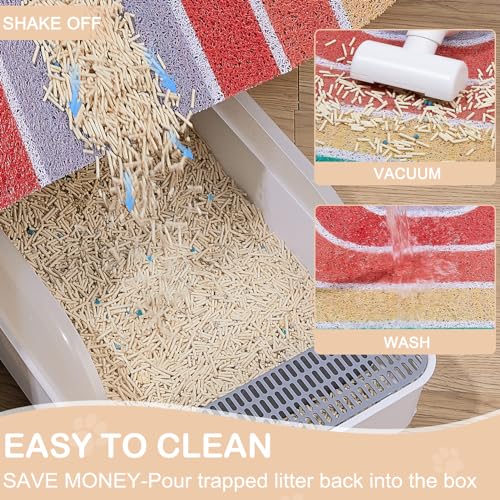 Cat Litter Mat Quality Litter Box Mat Large Non-Slip Cat Litter Mat Litter Trapping Mat Soft Kitty Litter Mat Compatible Two Litter Boxes Cat Products Easy to Clean,Orange,XL - color: Red, size: XL(40" x 30")