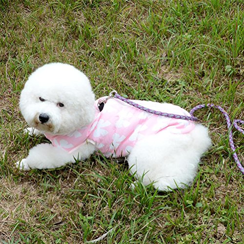 New Various Pet Cat Dog Soft Padded Vest Harness Small Dog Clothes Pink Bow S, Model: BFL049-Pink-S - color: Pink Bow, size: S(chest 14.2" back 10.6")