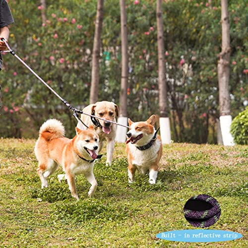 3 Dog Leash - Padded Handle, 360° Swivel Multiple Dog Leash No Tangle, Lead for Medium Large Dogs, Walking & Training Double Dogs (Purple Green) - color: Purple Green