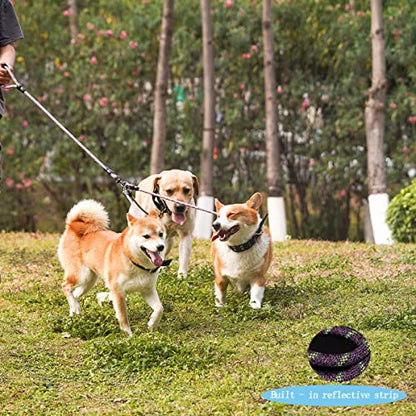 3 Dog Leash - Padded Handle, 360° Swivel Multiple Dog Leash No Tangle, Lead for Medium Large Dogs, Walking & Training Double Dogs (Purple Green) - color: Purple Green