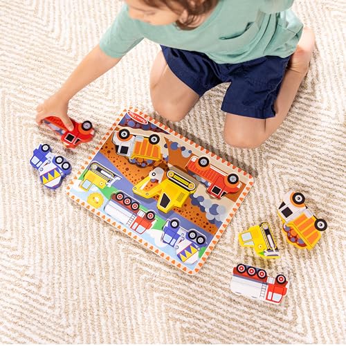 Melissa & Doug Construction Vehicles Wooden Chunky Puzzle (6 pcs) - FSC Certified - style: English Only