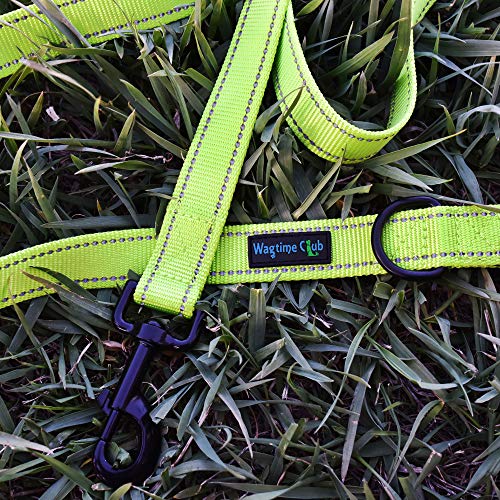 Wagtime Club Double Handle Dog Leash, 6ft Long Heavy Duty Dog Leash with Paded Traffic Handles for Extral Control and Training, Dual Handles Leads, Large Medium Small Dogs (Reflective Neon Green) - color: Reflective Neon Gren