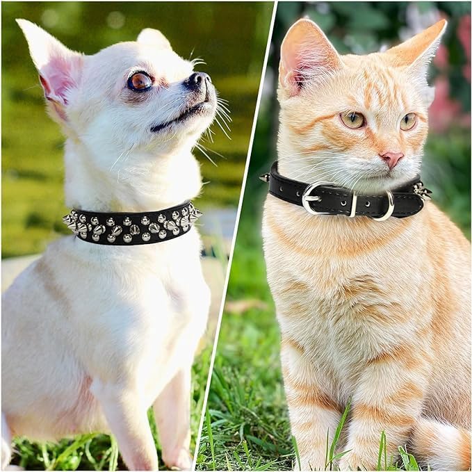 Spiked Dog Collar, Mushrooms Rivet Spike Anti-Bite Studded Protective Pet Neck Pu Leather Puppy Collars for XS Small Medium Large Boy Dogs Male Cats Goat (Light Blue, S) - color: Light Blue, size: S