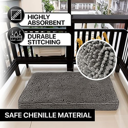 Muddy Mat® Dog Crate Bed mat, Comfortable Dog Pillow, Crate Bed for Large Medium Small Dogs and Cats, Ultra Soft & Relaxing Washable & Dryer Safe Chenille Material - Grey Small (18"x24") - size: Small (18"x24")