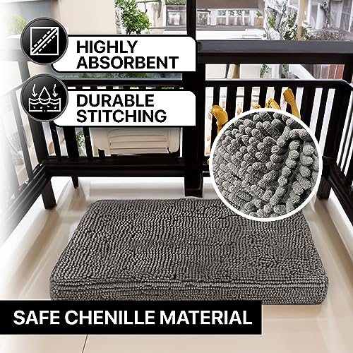 Muddy Mat® Dog Crate Bed mat, Comfortable Dog Pillow, Crate Bed for Large Medium Small Dogs and Cats, Ultra Soft & Relaxing Washable & Dryer Safe Chenille Material - Grey Large (28"x42") - size: Large (28"x42")
