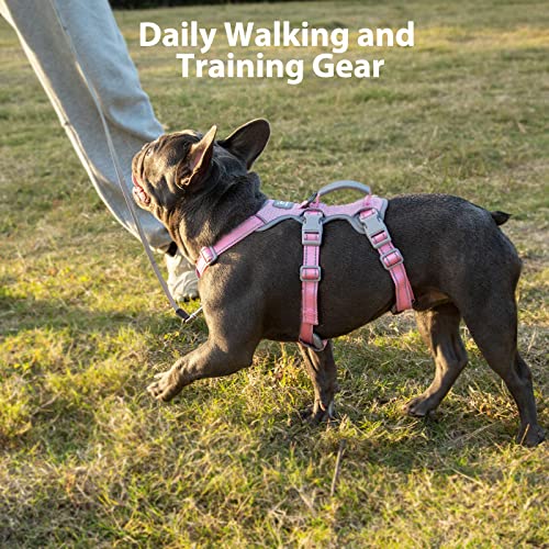 Huntboo Escape Proof Dog Harness, Escape Artist Harness, Fully Reflective Harness with Padded Handle, Breathable,Durable, Adjustable Vest for Medium Dogs Walking, Training, and Running Gear (Pink,M) - color: Pink, size: Medium(Pack of 1)