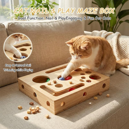 Cat Scratch Puzzle Enrichment Box, Maze Cat Scratch Puzzle Box & Sandpaper Inside, It's A Stress-Free Alternative to Trimming Your Nails