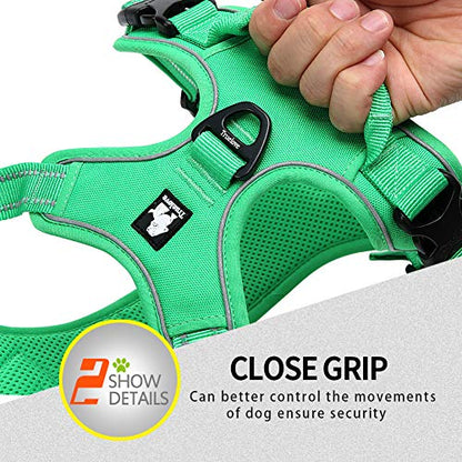 JUXZH Truelove No Pull Dog Harness with Easy Control Handle and 2 Leash Attachments,Reflective Adjustable Pet Vest - color: Grass Green, size: Small (Pack of 1)