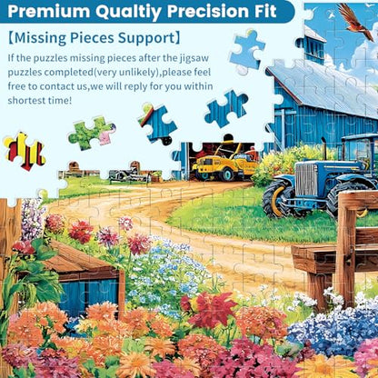 1000 Piece Puzzles for Adults, Spring Landscape Jigsaw Puzzle, Farm Jigsaw Puzzles 1000 Pieces, Challenging Game Home Decor Birthday Party Gift Toy for Adults Kids Seniors, 28×20 in - style: Spring Farm