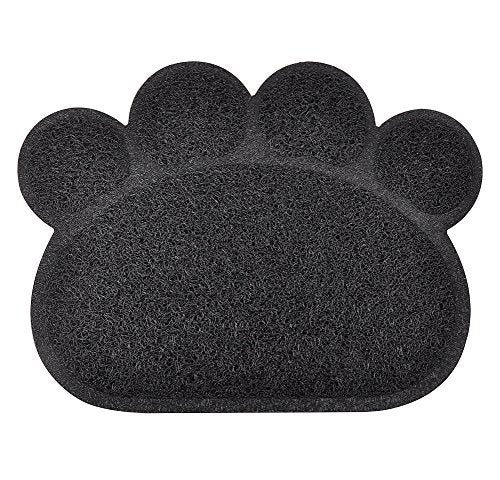 DM Paw-Shaped Large Cat Litter Box Mat, 23.5x17.5 Inches (Charcoal)