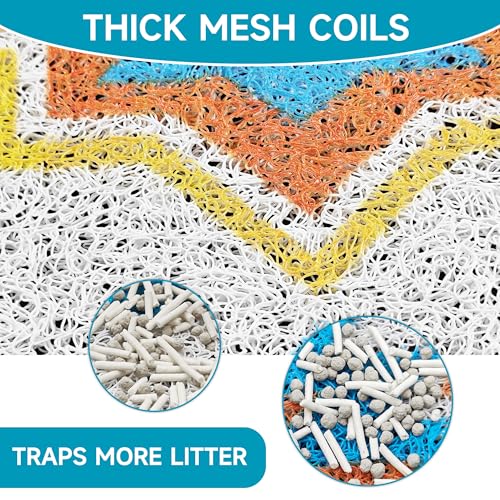 Cat Litter Mat, 35" x 23" Litter Box mat, Traps 100% Litter, Non-Slip Kitty Litter Trapping mats, Large Cute Litter mat, Easy Clean for Scatter Control, Bohe cat Food mat, Urine Waterproof - color: Blue Planet, size: Large（35"x23"）