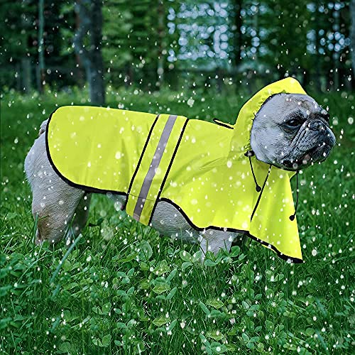 Waterproof Dog Rain Coat - Adjustable Hooded Pet Rain Jacket Raincoat, Reflective Lightweight Dog Slicker Poncho Raincoats (Neon Green, Medium) - color: Neon Green, size: Medium