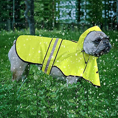 Waterproof Dog Rain Coat - Adjustable Hooded Pet Rain Jacket Raincoat, Reflective Lightweight Dog Slicker Poncho Raincoats (Neon Green, Medium) - color: Neon Green, size: Medium