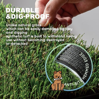 HQ4us Dog Grass Pad with Tray Medium 31”×21” Dog Litter Box Toilet with 2×Artificial Grass for Dogs with Hemmed Edge, Pee Pads for Dogs, Realistic, Less Stink, Potty for Balcony - size: M 31”×21” for Dog＜ 26" Length