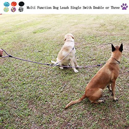 3 Dog Leash - Padded Handle, 360° Swivel Multiple Dog Leash No Tangle, Lead for Medium Large Dogs, Walking & Training Double Dogs (Purple Green) - color: Purple Green