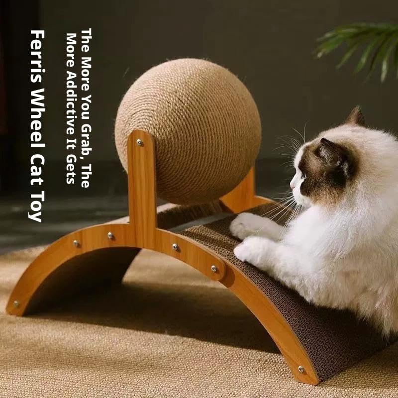 Interactive Cat Scratcher, Cat Scratching Post Design with Arch Bridge Balls-Stylish CatScratching Board, Natural Sisal Scratcher Ball, Fun and Engaging Scratching Post for Exercise - color: 1PCS Small, size: free size