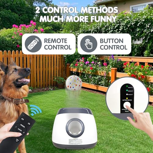MEKAPLE Automatic Dog Ball Launcher, Upgraded Interactive Dog Balls Thrower with 3 Distance 29Ft-79Ft, Remote Control Ball Launcher for Medium&Large Dogs, 5 Etpu Balls Included (Silver Grey - color: Silver Grey