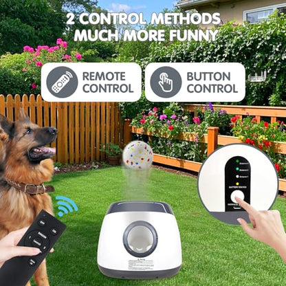 MEKAPLE Automatic Dog Ball Launcher, Upgraded Interactive Dog Balls Thrower with 3 Distance 29Ft-79Ft, Remote Control Ball Launcher for Medium&Large Dogs, 5 Etpu Balls Included (Silver Grey - color: Silver Grey