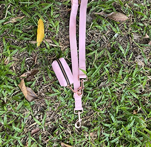 Dog Collar and Leash Set.Soft and Easy to Clean Vegan Leather with Rose Gold Metal Buckle for Small Medium Large Dogs (Pink-, Poop Bag Dispenser) - color: Pink, size: One Size