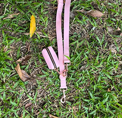 Dog Collar and Leash Set.Soft and Easy to Clean Vegan Leather with Rose Gold Metal Buckle for Small Medium Large Dogs (Pink-, Poop Bag Dispenser) - color: Pink, size: One Size