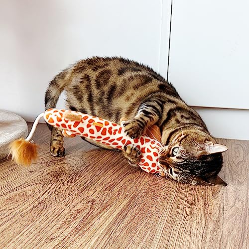TTcat Catnip Silvervine Matatabi Pillow for Cats & Kittens,Cat Kicker Toy,Crinkle Sound Toy,Large Size Cat Pillow Soothing Plush(Giraffe). - color: Giraffe