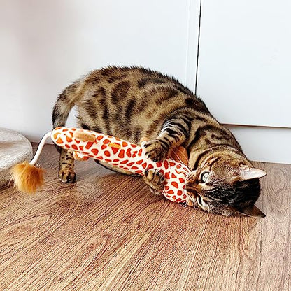 TTcat Catnip Silvervine Matatabi Pillow for Cats & Kittens,Cat Kicker Toy,Crinkle Sound Toy,Large Size Cat Pillow Soothing Plush(Giraffe). - color: Giraffe