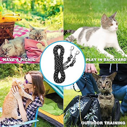 Reflective Cat Leash - 30 Feet Yard Long Leash, Escape Proof Durable Walking Leads, Safe Extender Pet Tie Out Leash Outdoor Training Playing Camping for Kittens/Puppies/Rabbits/Small Animals - size: 30ft