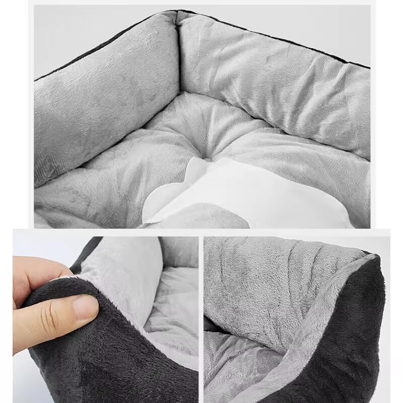 Plush Pet Bed, Soft Cushioned Dog Sofa with Bolster Pillows Breed Dogs Cotton Fill Side Bolster Washable (Light Gray and White, Medium) - color: light gray and white, size: Medium