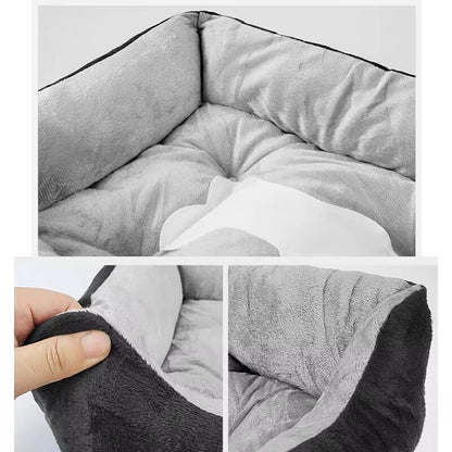 Plush Pet Bed, Soft Cushioned Dog Sofa with Bolster Pillows Breed Dogs Cotton Fill Side Bolster Washable (Light Gray and White, Small) - color: light gray and white, size: Small