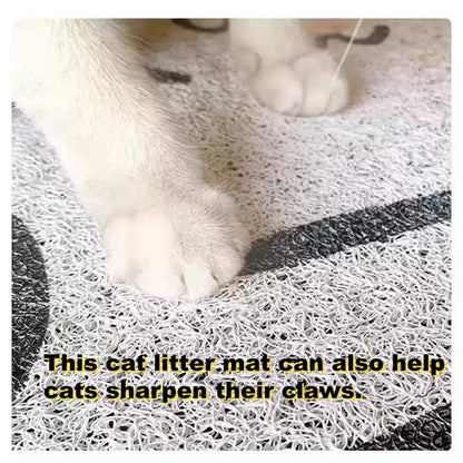 32"x20" Cat Litter Box Trapping Mat, Cute Kitty Design, Soft Comfortable, Easy Clean, Anti Slip PVC Material Liners (Shape B) - color: B