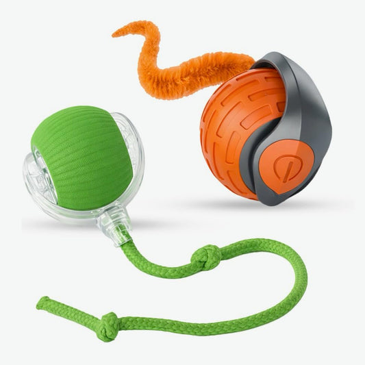 Interactive Cat Ball Toy – Smart Rolling Pet Ball with Obstacle Avoidance, USB Rechargeable, Cord Tail Design – Fun Enrichment Toy for Indoor Cats & Small Dogs (Orange + Green) - color: orange + green