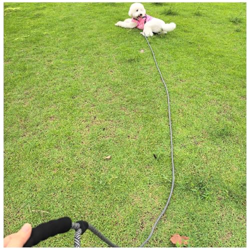 30ft Long Rope Dog Leash, 3/4/5/6/7/8/10/12/15/20/30FT Lengths Dog Lead Nylon Pet Leash, Soft Padded Handle Thick Lead Training Leashes for Large Medium Dogs (30ft * 1/2", Black) - color: black, size: 1/2" * 30'