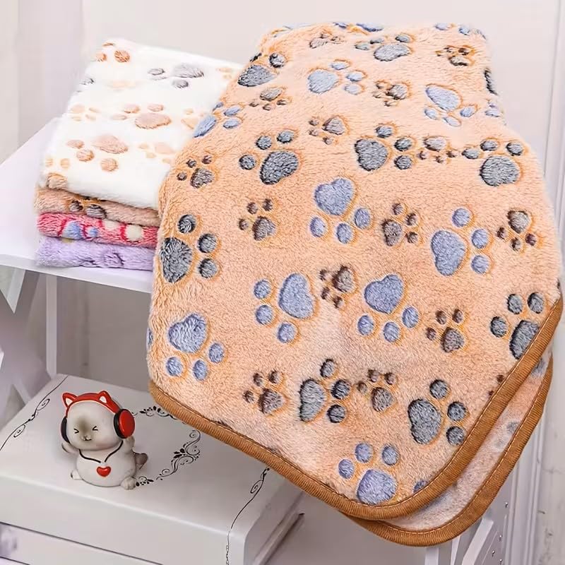 Soft Warm Fleece Pet Blanket, Cartoon Plush Blanket for Dogs and Cats, Cat and Dog Cover, Machine Washable, Brown, 20 * 30Inch - color: Brown, size: 20*30Inch
