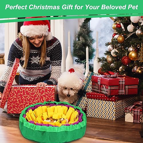 Vivifying Snuffle Mat for Dogs, Enrichment Dog Puzzle Toys for Slow Eating and Keep Busy, Adjustable Sniff Mat Encourages Natural Foraging Skills and Mental Stimulation(Yellow Purple) - color: Yellow&Purple&Green
