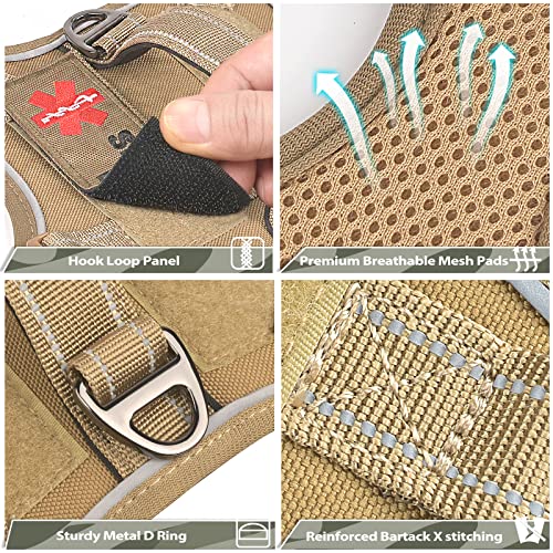 Tactical Dog Harness for Small Puppy, No Pull Military Service Dog Vest with Vertical Handle, Reflective Puppy Vest Harness for Outdoor Training (Khaki, XS) - color: Khaki