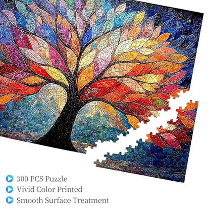 300 Pieces Jigsaw Puzzles for Adults Rainbow Tree of Life Art Puzzle, Stress Relief Concentration Training Brain Teaser Puzzle 15.7x11 Inch - color: Wooden Puzzle1, size: 300 Piece pcs