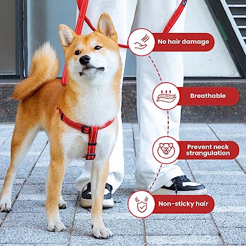 EXCELLENT ELITE SPANKER No Pull Dog Harness Adjustable Nylon Step-in Easy Pet Vest Chest Strap with Reflective and Leash Ring for Small Medium Large Breed Dogs Training Walking(Pink-L) - color: Pink, size: L