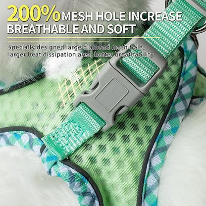 Summer Soft Dog Harness and Leash Set,Ultra Thin Breathable Diamond Mesh, Step in Adjustable Dog Harness with Padded Vest for Medium Size Dogs in Hot Weather Sage L - color: Sage, size: L