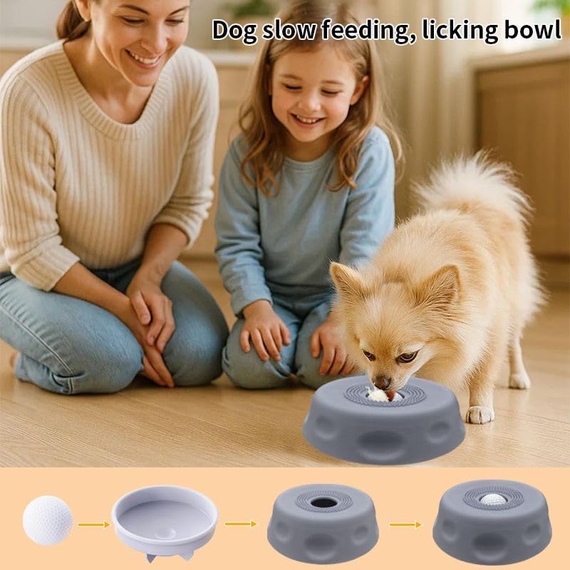 Slow Feeder Dog Lick Bowl with Rolling Ball,Anti-Slip Silicone Puzzle Feeder for Liquid Treats,Bone Broth,Yogurt,Wet Food,Anxiety Relief Enrichment Lick Toy for Large Medium Small Dogs & Cats (Black) - color: Black