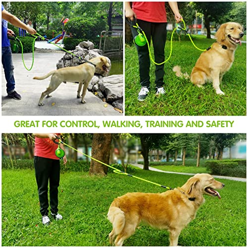 Dog Leash Heavy Duty 6ft, Double Handle Dog Leash with Padded Handle for Traffic Control, Reflective Rope Leashes for Large and Medium Dogs Control Safety Training at Night (Green) - color: Green (25 to 120 lbs)
