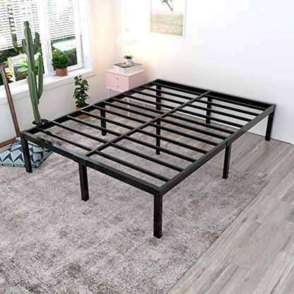 yookare 18 Inch Tall 3500lbs Heavy Duty Bed Frame Metal Platform/Maximum Storage/Mattress Foundation/Steel Slats Support/Noise Free/Box Spring Replacement,Cal King - size: California King, style: 18 INCH