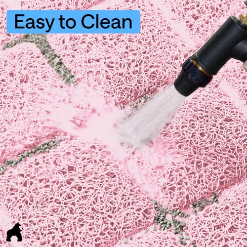 GORILLA GRIP Cat Litter Box Mat, Cushioned Coil Mesh Litter Trapping Mats, Scatter Control Supplies for Less Mess, Phthalate Free, Ultra Deep Catch Grooves, Rinse or Vacuum to Clean, 17x11 Light Pink - color: Light Pink, style: X-Small (17" x 11")