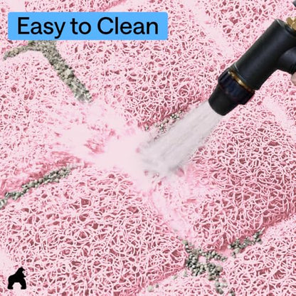 GORILLA GRIP Cat Litter Box Mat, Cushioned Coil Mesh Litter Trapping Mats, Scatter Control Supplies for Less Mess, Phthalate Free, Ultra Deep Catch Grooves, Rinse or Vacuum to Clean, 17x11 Light Pink - color: Light Pink, style: X-Small (17" x 11")