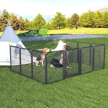 Dog Playpen Outdoor with Low Threshold Gate, 32 inch 48 Panels Dog Play Pen Indoors, Heavy Duty Metal Puppy Playpen Dogs Pen, Rust-Resistant Pet Playpens for Yard RV Camping - color: 48 Panels-32 Inch