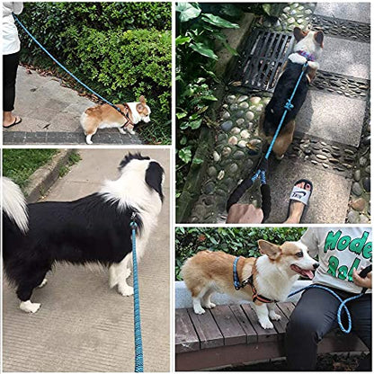 Heavy Duty Rope Dog Leash, 3/4/5/6/7/8/10/12/15 FT Nylon Pet Leash, Soft Padded Handle Thick Lead Leashes for Large Medium Dogs (Blue Black, 1/2" * 10') - color: blue black, size: 1/2" * 10'