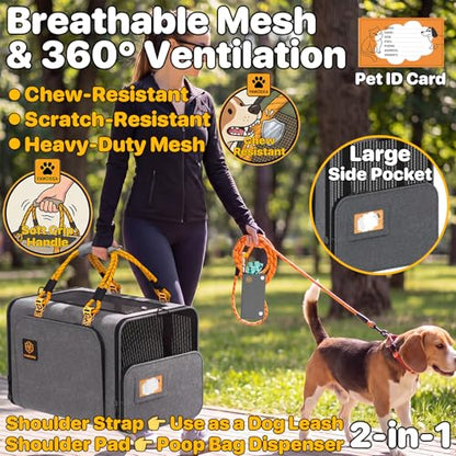 PAWZIDEA Expandable Large Pet Carrier with Wheels, 24x16x16 in Rolling Cat Carrier for 2–4 Cats up 55lb, Soft-Sided Collapsible Small Medium Dog Crate for Car Travel, Telescopic Handle, Storage Pocket - color: Mid-Hemp Gray-Wheels-XL