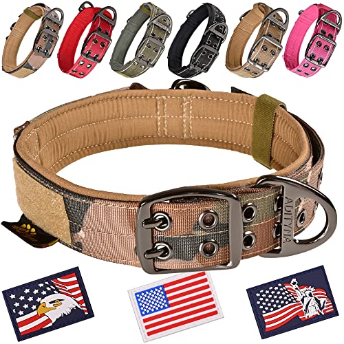 ADITYNA Heavy Duty Dog Collar for Medium Dogs - Camo Collar with Handle for Training, and Walking - Wide, Thick, Tactical, Soft Neoprene Padded - color: Camo, size: Medium: Fit 15-19" Neck